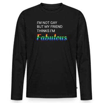 Friendship Pride Rainbow Design - Men's Premium Organic Long Sleeve Shirt - black - Front - Nico (187cm)