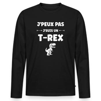 T-Rex Humoristique et Décontracté - T-shirt manches longues Premium bio Homme - noir - Devant - Nico (187cm)