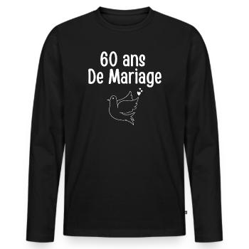 Cadeau Anniversaire 60 Ans Mariage - T-shirt manches longues Premium bio Homme - noir - Devant - Nico (187cm)