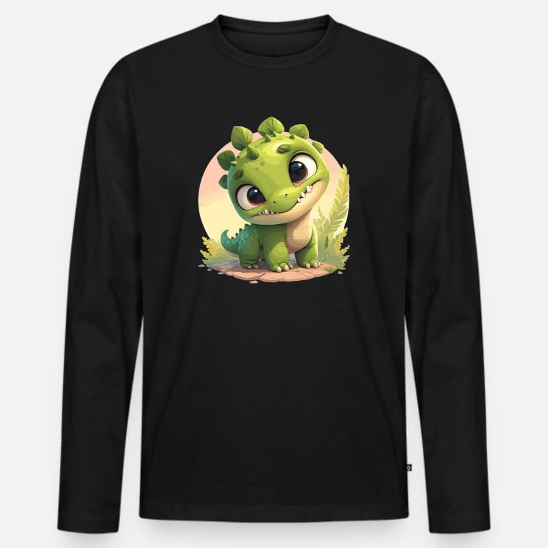 Dino Saurier Dinosaurier - Männer Premium Bio Langarmshirt - Schwarz