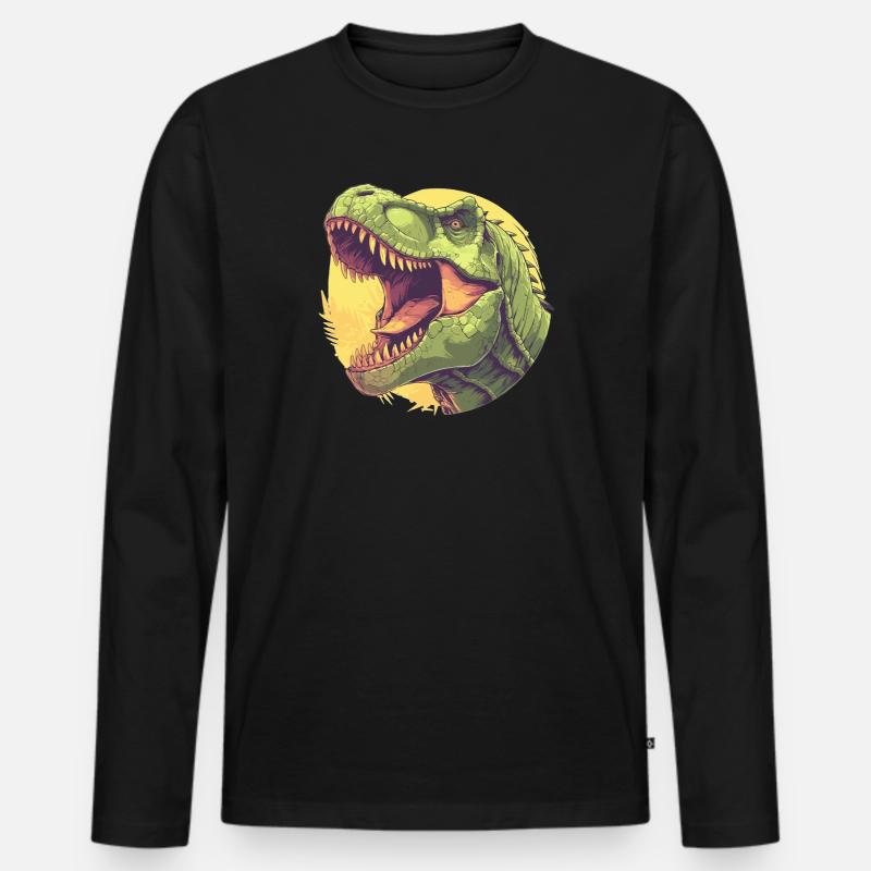 Dino Saurier Dinosaurier - Männer Premium Bio Langarmshirt - Schwarz