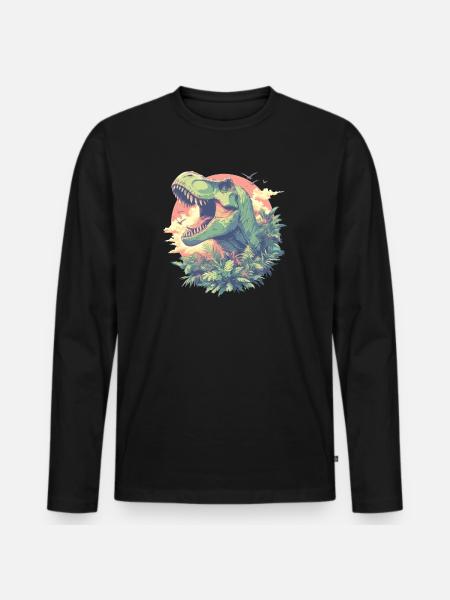 Dino Dinosaur Dinosaur - Men's Premium Organic Long Sleeve Shirt - black