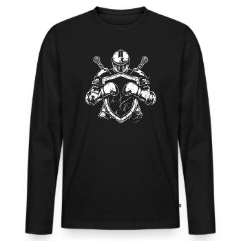 Guerrier avec bouclier et épée - T-shirt manches longues Premium bio Homme - noir - Devant - Nico (187cm)