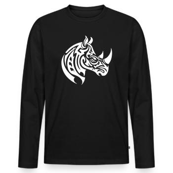 Tribal du rhinocéros - T-shirt manches longues Premium bio Homme - noir - Devant - Nico (187cm)