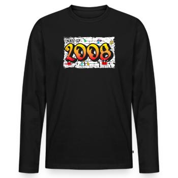 Graffiti Vivid 2008 – 17 ans d’énergie audacieuse - T-shirt manches longues Premium bio Homme - noir - Devant - Nico (187cm)