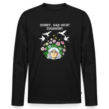 Forgotten words with flowers and birds - Men's Premium Organic Long Sleeve Shirt - black - Front - Nico (187cm)