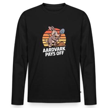 L'oryctérope récompense la motivation du fourmilier - T-shirt manches longues Premium bio Homme - noir - Devant - Nico (187cm)