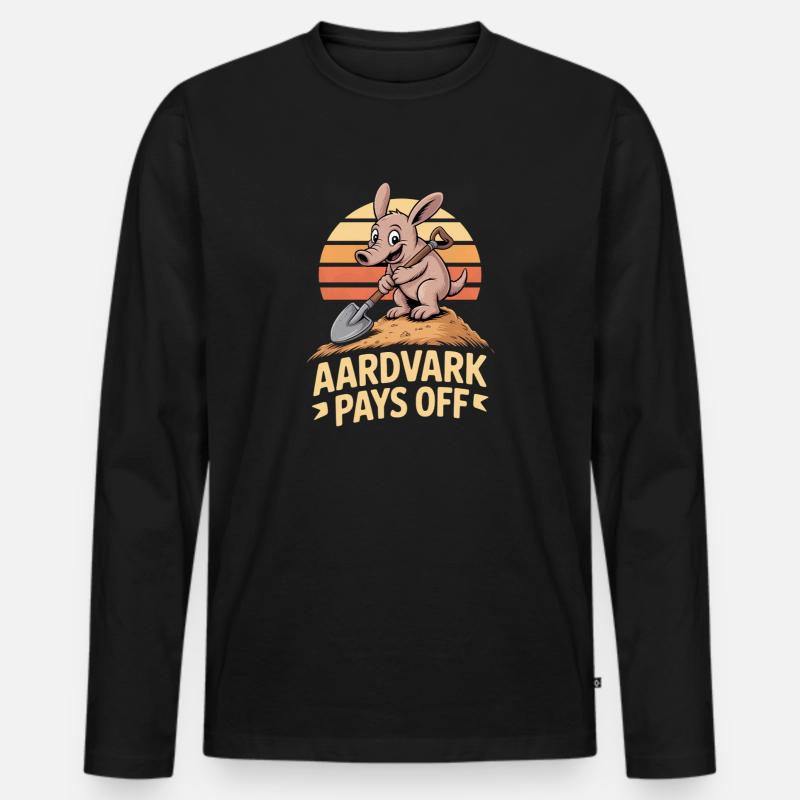 Erdferkel Motivation AARDVARK PAYS OFF - Männer Premium Bio Langarmshirt - Schwarz