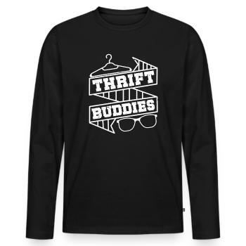Thrift Shop Thrift Buddies Love Thrifting - Männer Premium Bio Langarmshirt - Schwarz - Vorne - Nico (187cm)