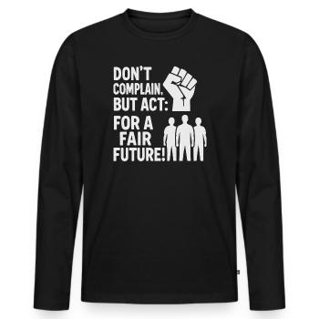 Acting for a fair future - Men's Premium Organic Long Sleeve Shirt - black - Front - Nico (187cm)