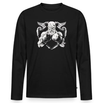 boxeur de combat - T-shirt manches longues Premium bio Homme - noir - Devant - Nico (187cm)