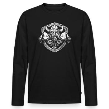 wikinger-boxer-1 - Männer Premium Bio Langarmshirt - Schwarz - Vorne - Nico (187cm)