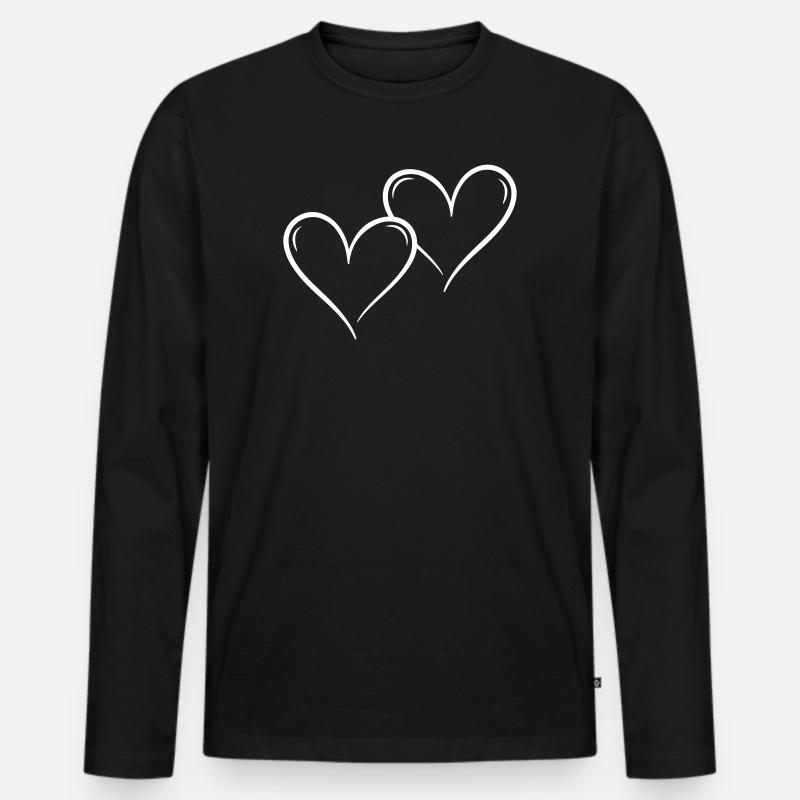 Herzen Liebe Symbol - Männer Premium Bio Langarmshirt - Schwarz