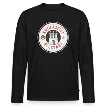 Antifascist Allstars – Hambourg affiche sa position - T-shirt manches longues Premium bio Homme - noir - Devant - Nico (187cm)