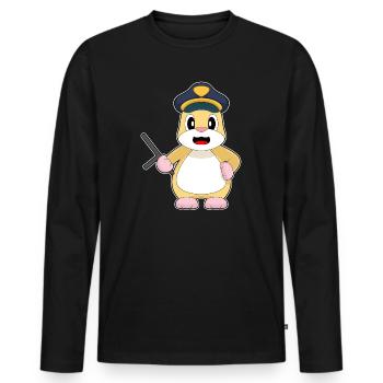 Hamster Policier Bâton Police - T-shirt manches longues Premium bio Homme - noir - Devant - Nico (187cm)