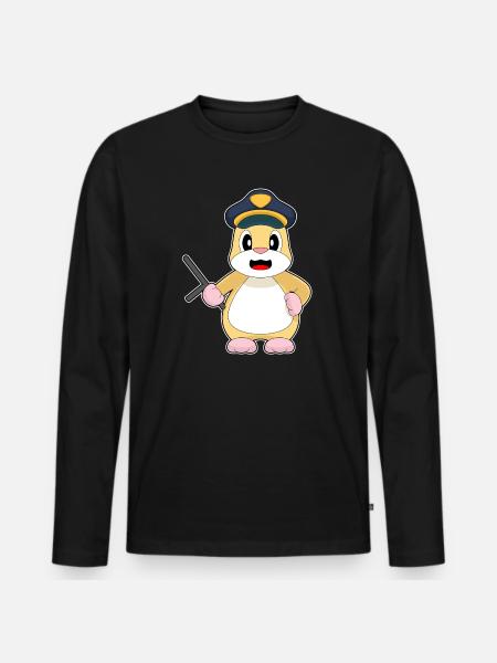 Hamster Policeman Baton Police - Men's Premium Organic Long Sleeve Shirt - black
