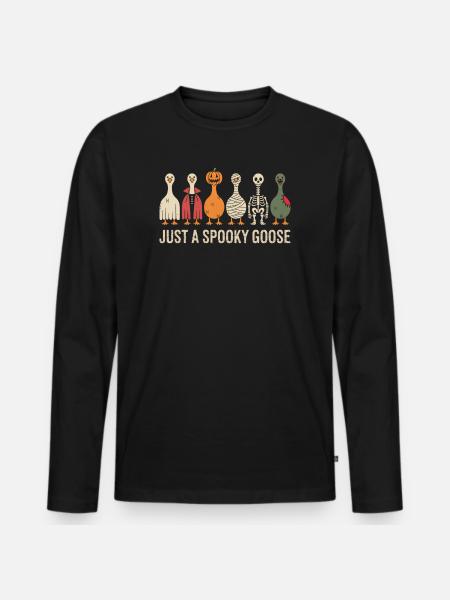 Just A Spooky Goose Halloween Vibes - Men's Premium Organic Long Sleeve Shirt - black