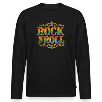 Regenbogen-Glitzer-Rock-N-Roll-Schild - Männer Premium Bio Langarmshirt - Schwarz - Vorne - Nico (187cm)