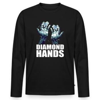 Commerce de mains de diamants - T-shirt manches longues Premium bio Homme - noir - Devant - Nico (187cm)