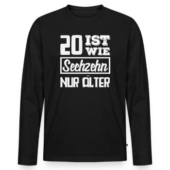 Funny 20th Birthday Gift - Men's Premium Organic Long Sleeve Shirt - black - Front - Nico (187cm)