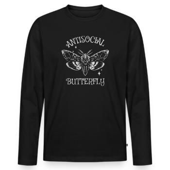 Antisocial Butterfly Moth - Men's Premium Organic Long Sleeve Shirt - black - Front - Nico (187cm)