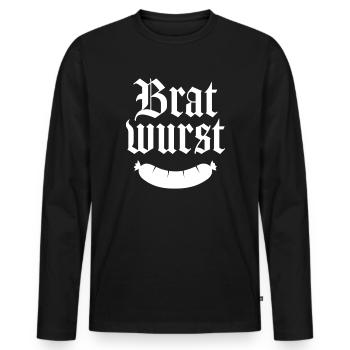 Bratwurst - T-shirt manches longues Premium bio Homme - noir - Devant - Nico (187cm)