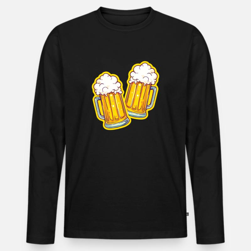 Zwei Bierkrüge Anstoßen Bier - Männer Premium Bio Langarmshirt - Schwarz