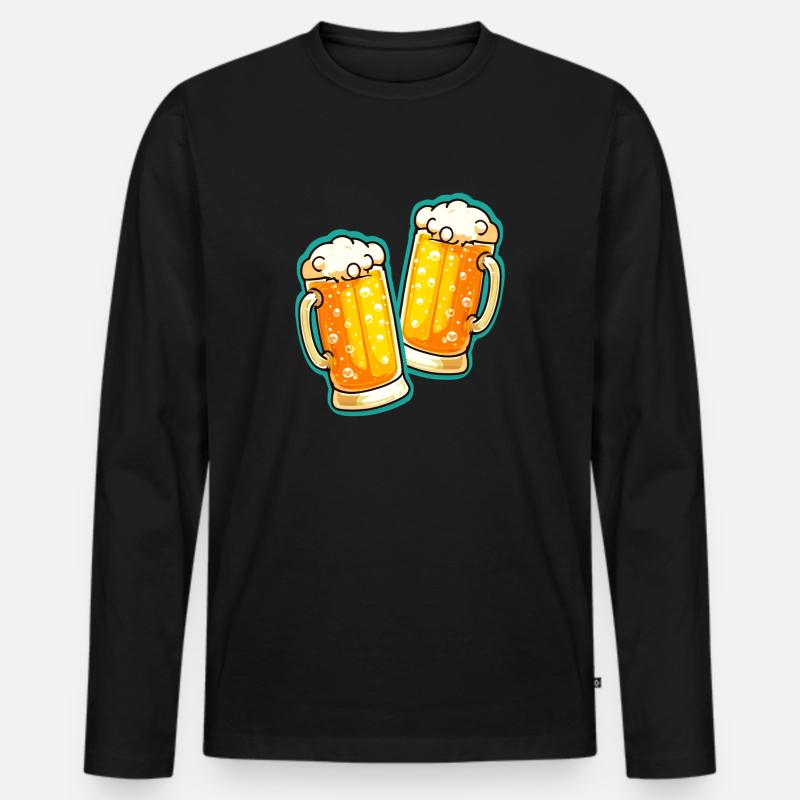 Bier Prost Bierglas Bierkrug - Männer Premium Bio Langarmshirt - Schwarz