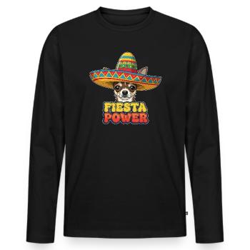 Chihuahua Fiesta Power – Sombrero Hund lustig - Männer Premium Bio Langarmshirt - Schwarz - Vorne - Nico (187cm)