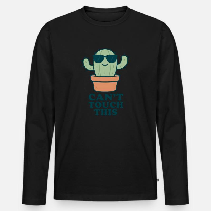 Can’t Touch This – Lustiger Kaktus - Männer Premium Bio Langarmshirt - Schwarz