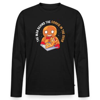 Futurs pères Futurs pères - T-shirt manches longues Premium bio Homme - noir - Devant - Nico (187cm)