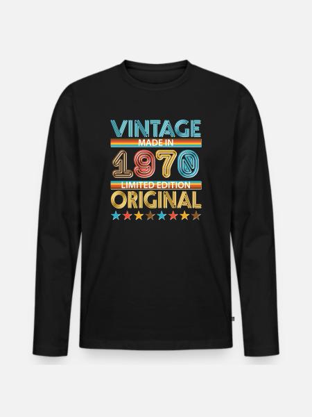 1970 - T-shirt manches longues Premium bio Homme - noir
