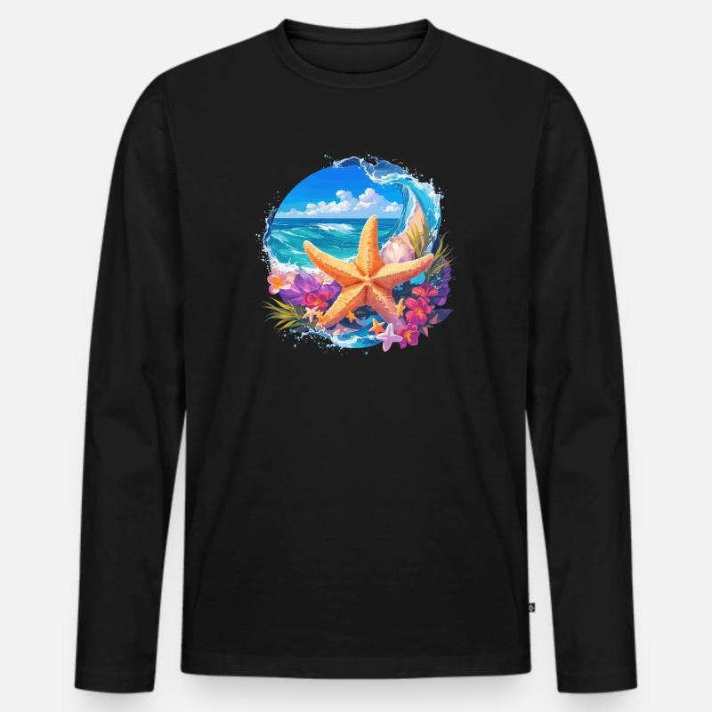 Seesterne Seestern - Männer Premium Bio Langarmshirt - Schwarz