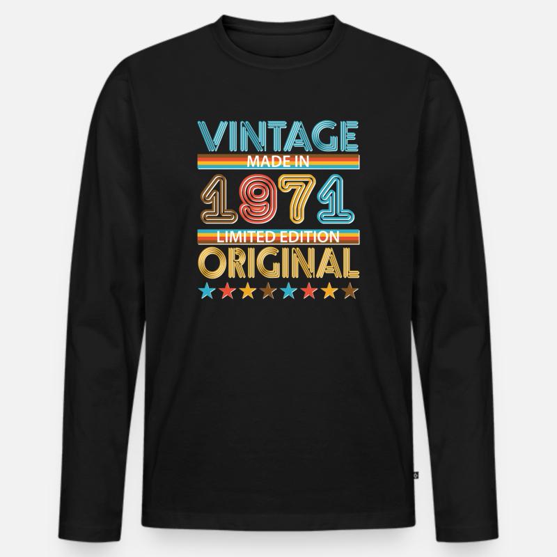1971 - Männer Premium Bio Langarmshirt - Schwarz