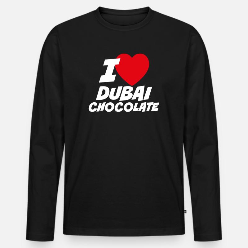 Ich liebe Dubai-Schokolade - Männer Premium Bio Langarmshirt - Schwarz
