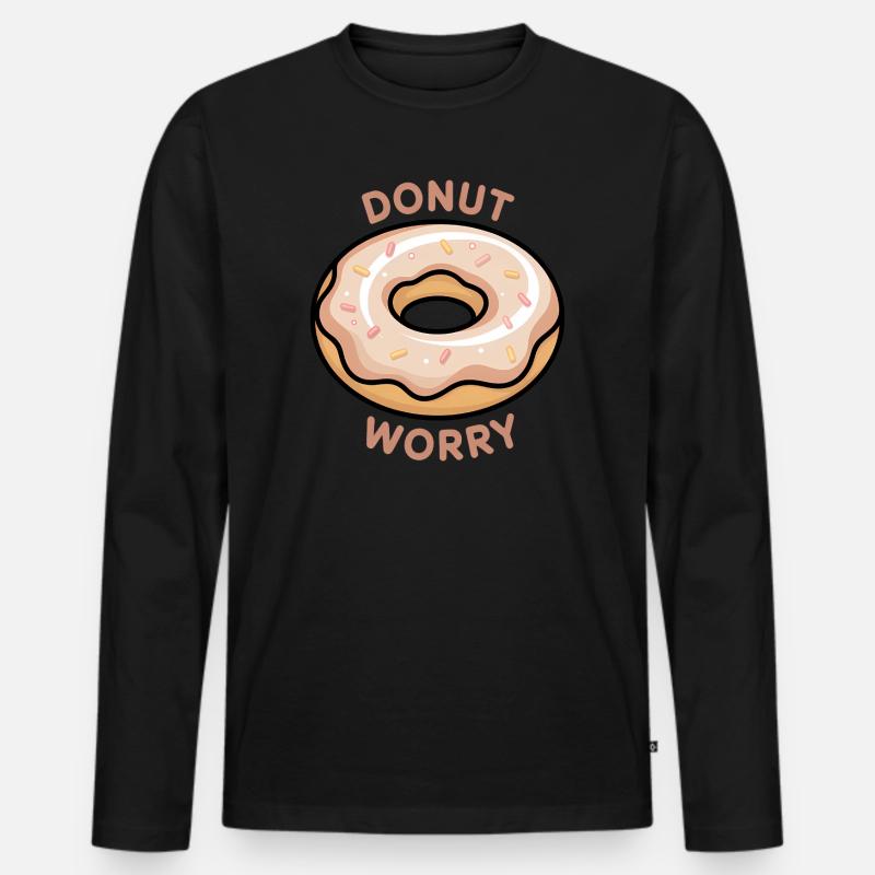 Donut-Sorge-Motivation - Männer Premium Bio Langarmshirt - Schwarz