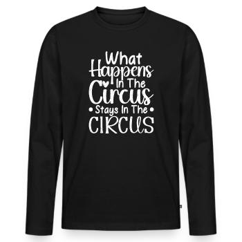 Cirque graphique Ce qui se passe dans le cirque reste - T-shirt manches longues Premium bio Homme - noir - Devant - Nico (187cm)