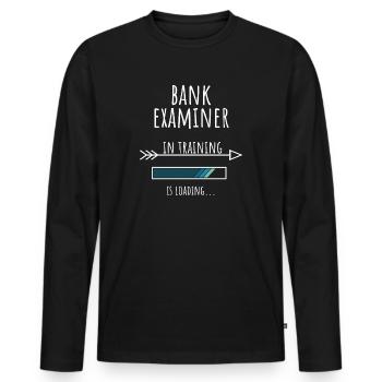 Examinateur de banque Cadeau Profession Formation Examinateur de banque - T-shirt manches longues Premium bio Homme - noir - Devant - Nico (187cm)