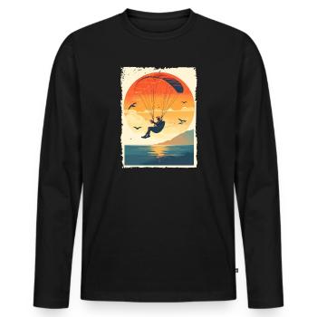 Evening atmosphere with paraglider over water - Men's Premium Organic Long Sleeve Shirt - black - Front - Nico (187cm)