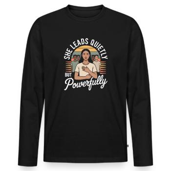 She Doesn't Wait Her Turn She Makes One Women's - Men's Premium Organic Long Sleeve Shirt - black - Front - Nico (187cm)