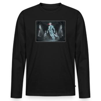Digital ghost in the haunted house - Men's Premium Organic Long Sleeve Shirt - black - Front - Nico (187cm)