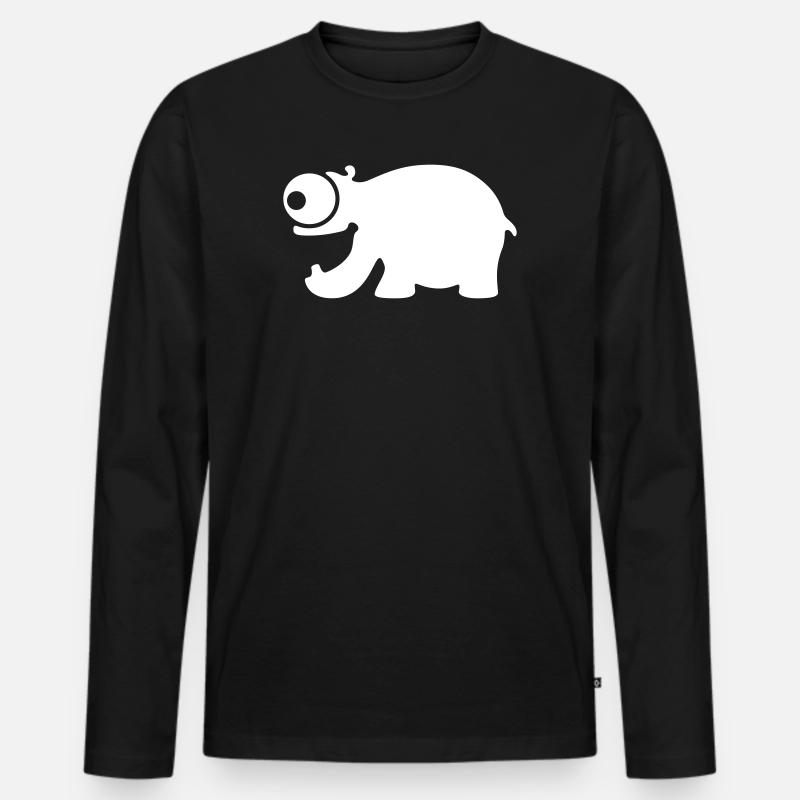 Lustiges Nilpferd - Männer Premium Bio Langarmshirt - Schwarz