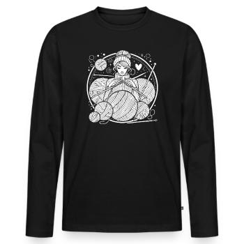 Knitting Design – Style & Cosiness - Men's Premium Organic Long Sleeve Shirt - black - Front - Nico (187cm)