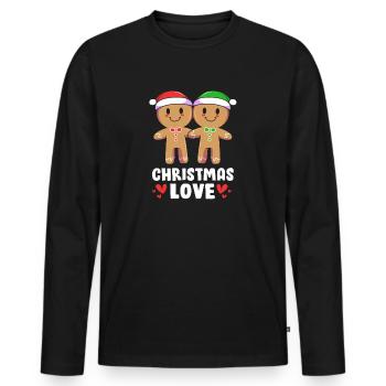Bonhomme en pain d'épice de Noël Lebkuchen en pain d'épice - T-shirt manches longues Premium bio Homme - noir - Devant - Nico (187cm)