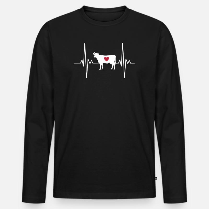 Kuh - Männer Premium Bio Langarmshirt - Schwarz