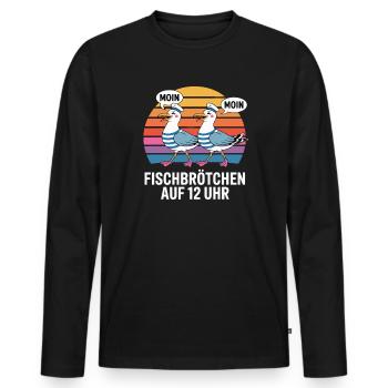 Moin Moin Seagulls Maritim Fish Rolls at 12 o'clock - Men's Premium Organic Long Sleeve Shirt - black - Front - Nico (187cm)