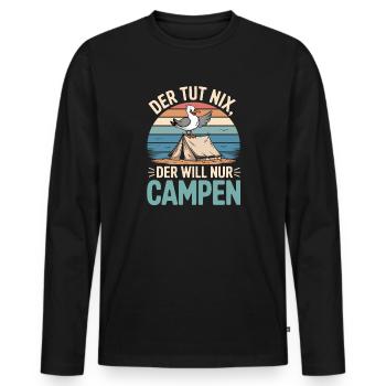  Der Tut Nix Der Will Nur Campen Möwe Zelt Strand - Männer Premium Bio Langarmshirt - Schwarz - Vorne - Nico (187cm)