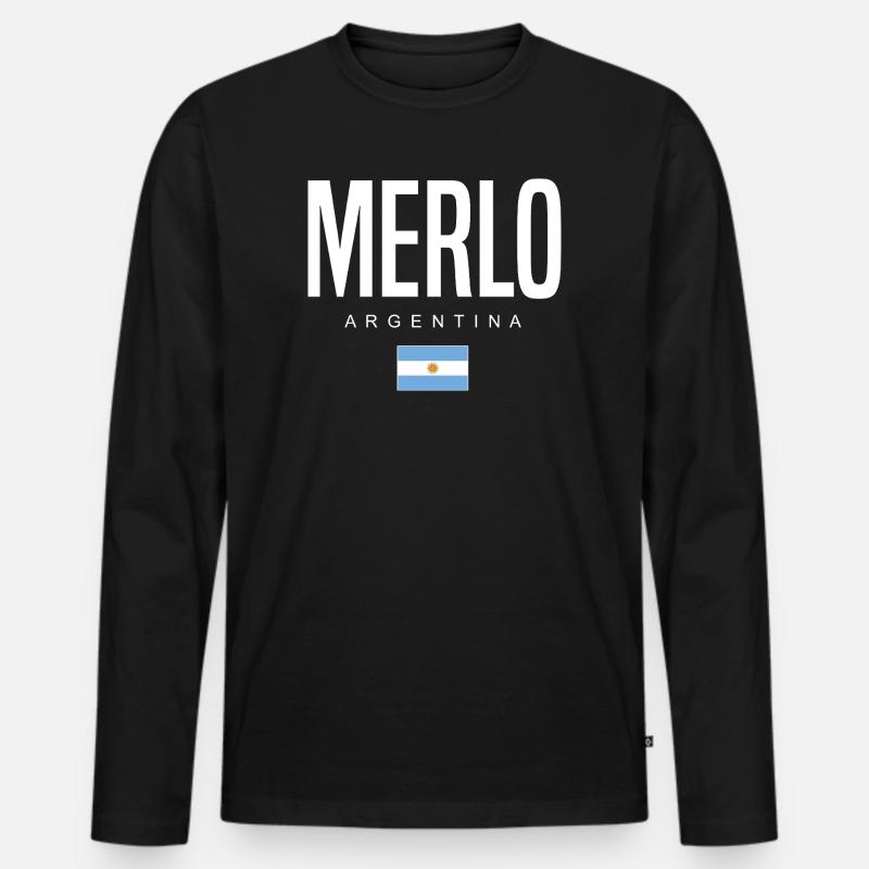 Merlo Argentinien Argentinier - Männer Premium Bio Langarmshirt - Schwarz