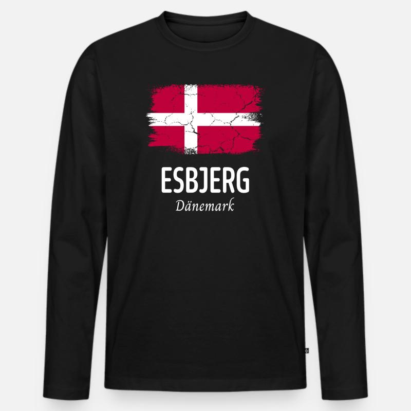 Esbjerg - Männer Premium Bio Langarmshirt - Schwarz