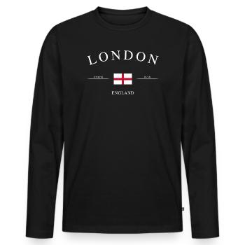Londres, Angleterre – Souvenir et cadeau des Fêtes - T-shirt manches longues Premium bio Homme - noir - Devant - Nico (187cm)